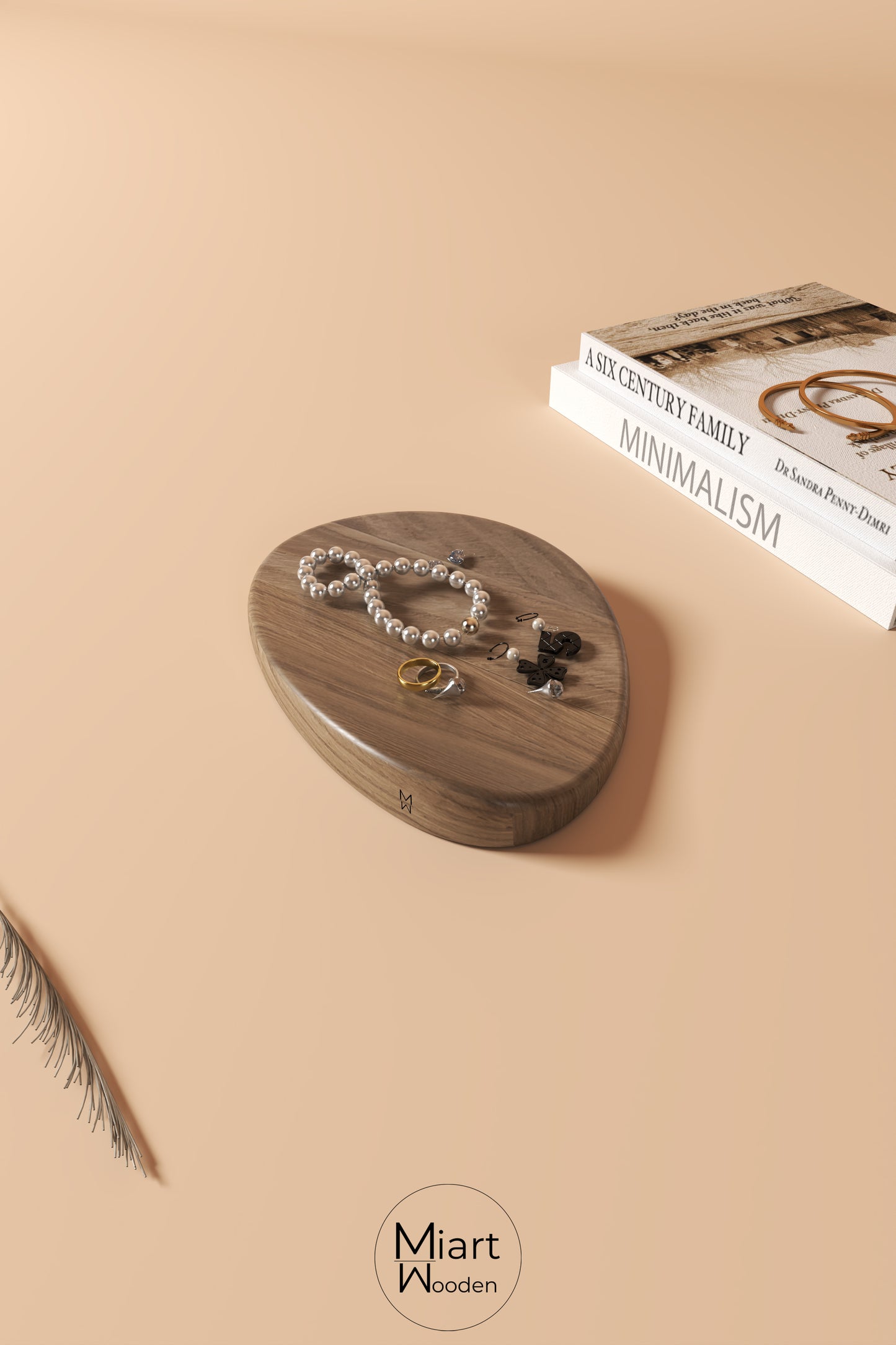 Catch-all Wing | Solid Oak Desktop Organizer and Decorative