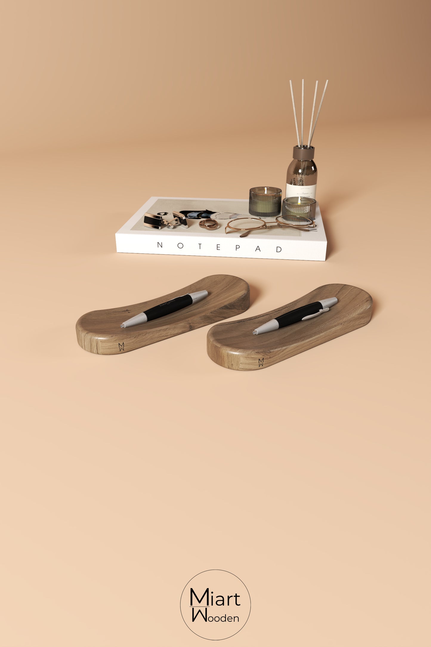 Hello Pen My Best Friend | Solid Oak Pen Holder Set and Decorative Object