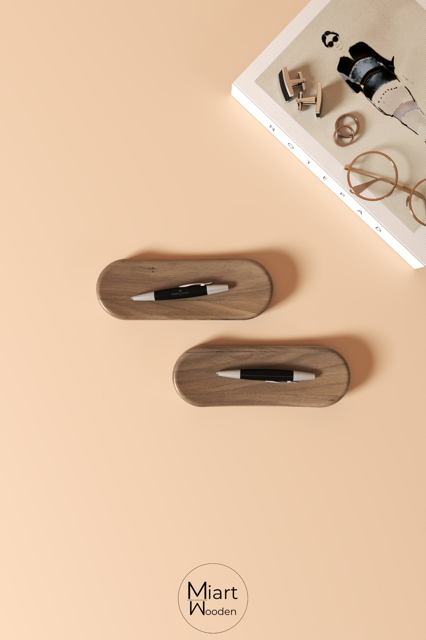 Hello Pen My Best Friend | Solid Oak Pen Holder Set and Decorative Object