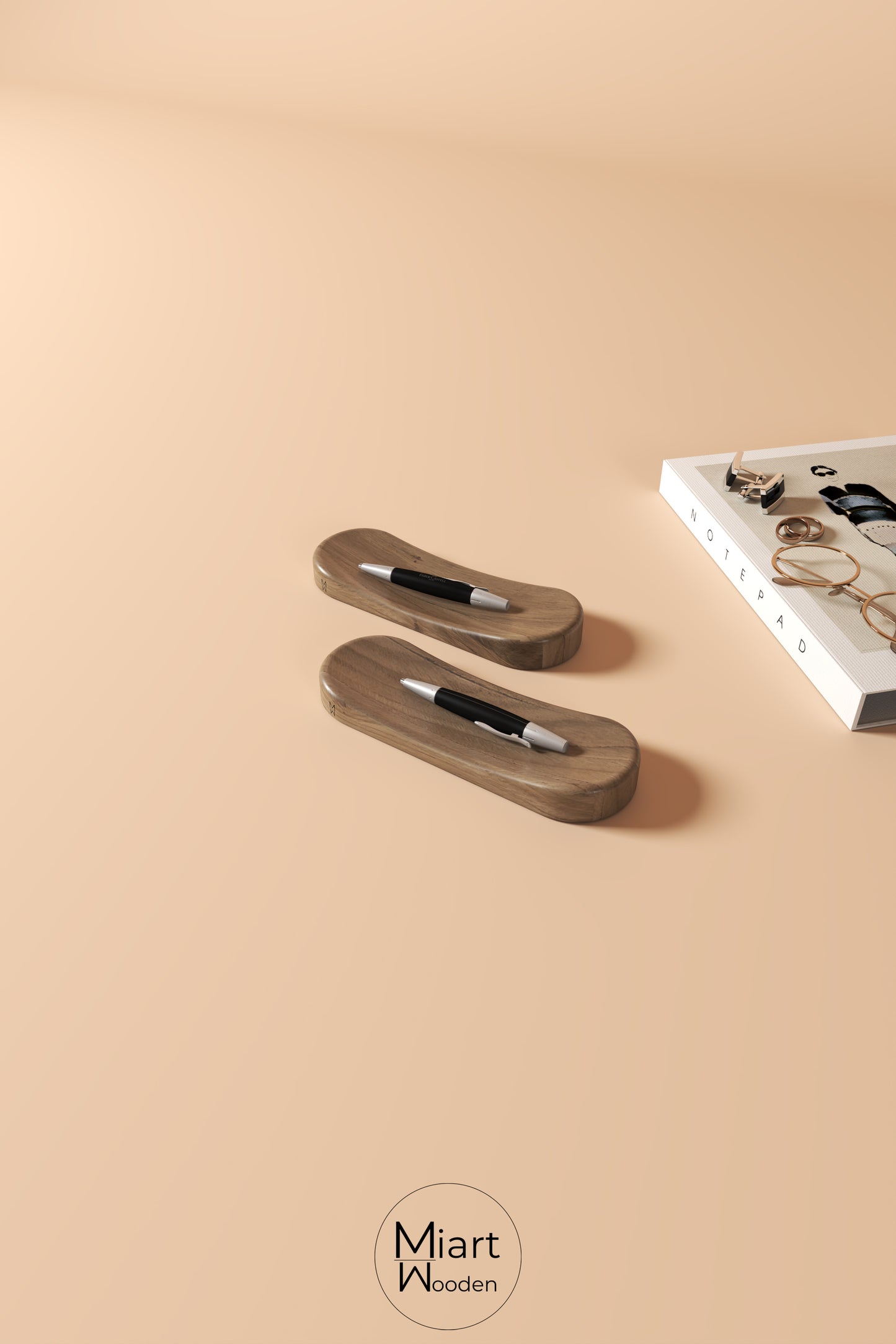 Hello Pen My Best Friend | Solid Oak Pen Holder Set and Decorative Object