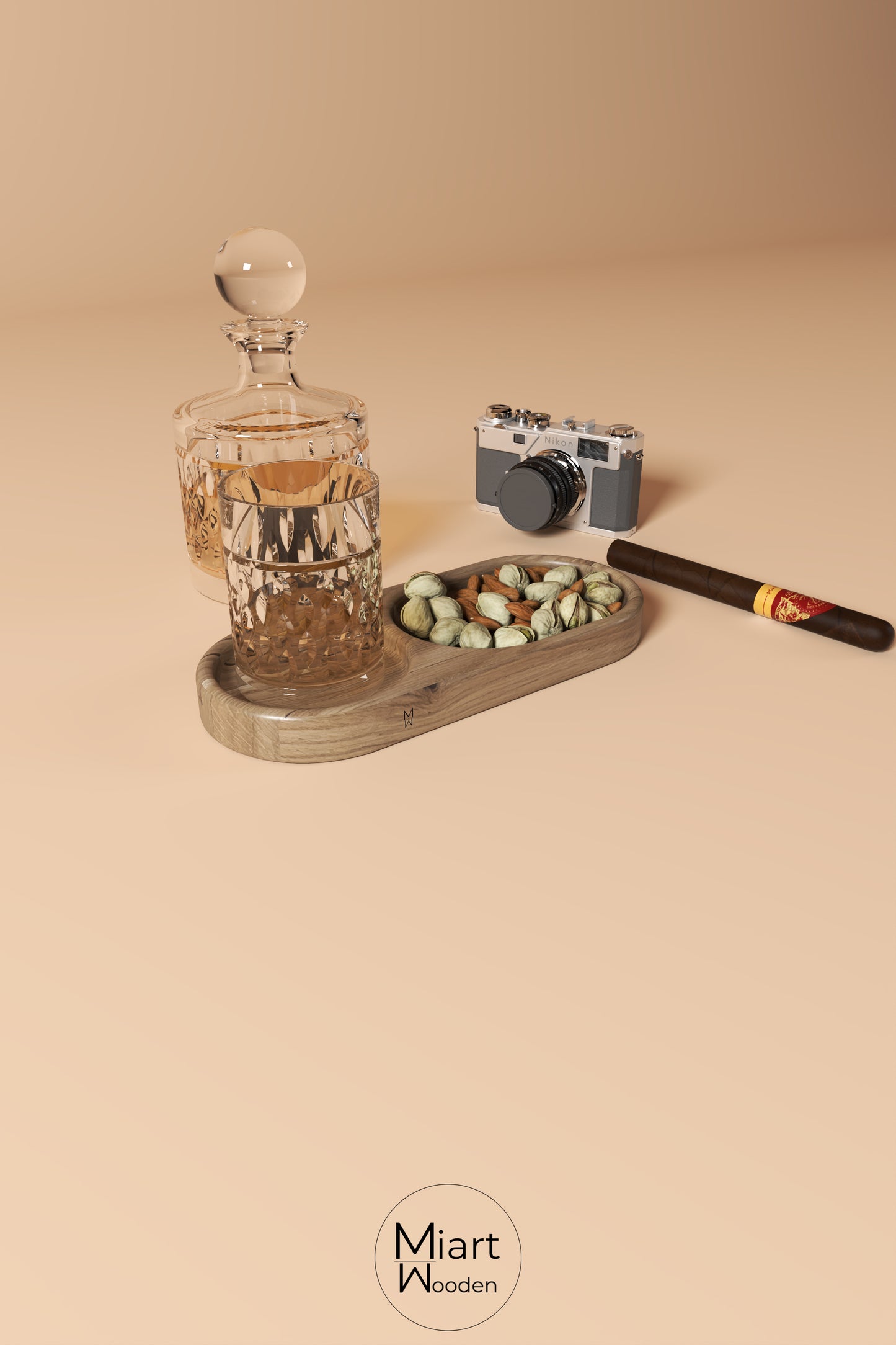 Single Malt For Single Nights | Solid Oak Serving Board and Decorative Object